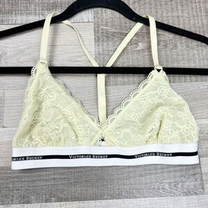 Victoria's Secret Yellow Lace Triangle Bralette M Racerback Women's Bra
